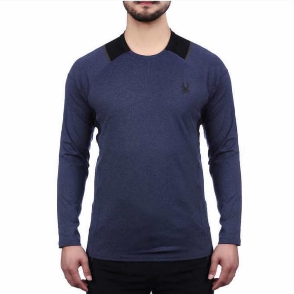 (2) NEW! Spyder Active Men’s boys Long Sleeve Shirt Black Blue Size XXL XX-LARGE - Picture 3 of 8
